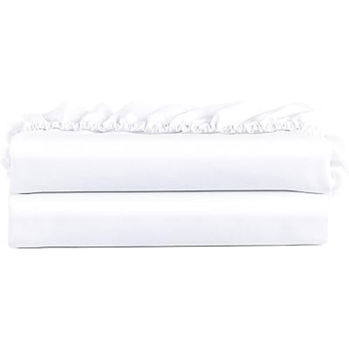 FreshCulture Twin Fitted Sheet Only 2 Pack - Hotel Quality Fitted Sheet Twin Size - Ultra Soft & Breathable - Brushed Microfiber - Deep Pocket - Cooling Fitted Sheets for Twin Size Bed (White)