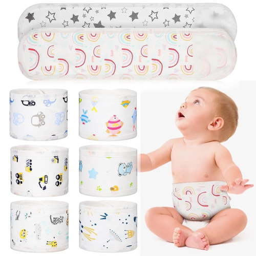 8 Pcs Cartoon Cotton Baby Infant Umbilical Cord Belly Bands Belly Protector Baby Belly Button Band Umbilical Belt Soft Newborn Navel Belt for 0-12 Months (Random Patterns)