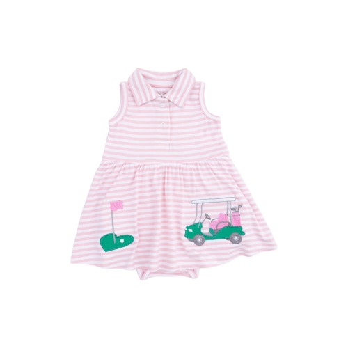 Striped Golf Polo Skirted Romper, 6-12M