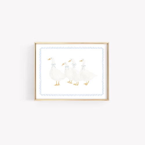 Watercolor Duck Nursery Print, Vintage Goose Wall Art, Neutral Nursery Decor, Coquette Goose Print, Boy Nursery Print, Duck Nursery Decor