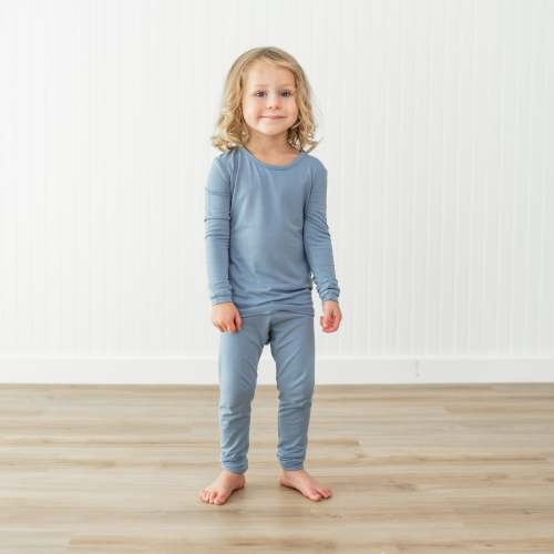 Long Sleeve Pajamas in Slate | Bamboo Pajamas | Kyte Baby