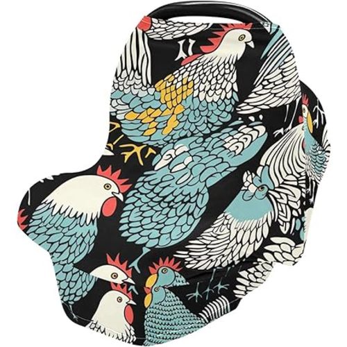 Chickens Baby Car Seat Cover Stretchy Multi-Purpose Nursing Breastfeeding Scarf Breathable Soft Car Seat Canopy Shopping Car Cover