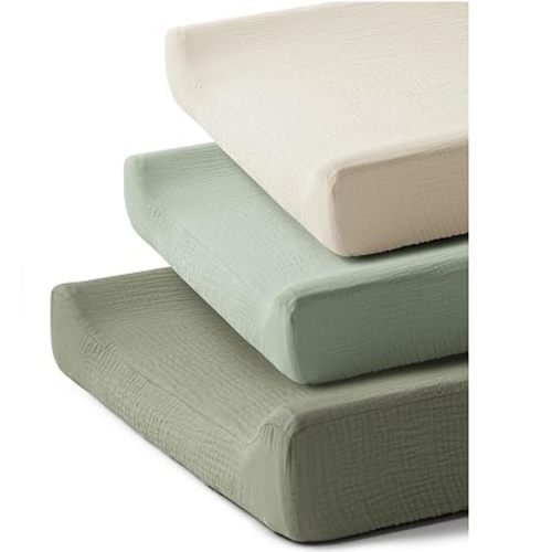 3 Pack Muslin Changing Pad Covers for Baby Boys and Girls