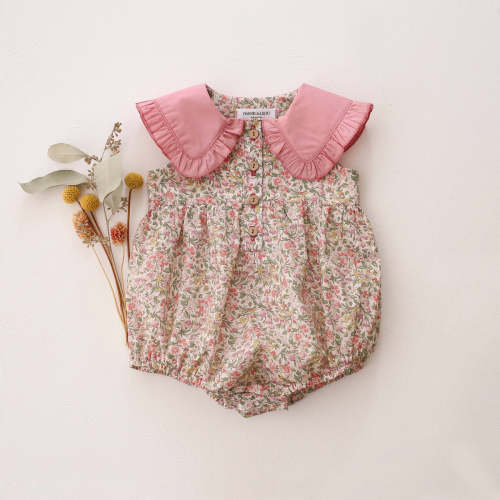 Bubble Playsuit in Nazanin Liberty Print with Contrast Frilled Collar – Dannie and Lilou