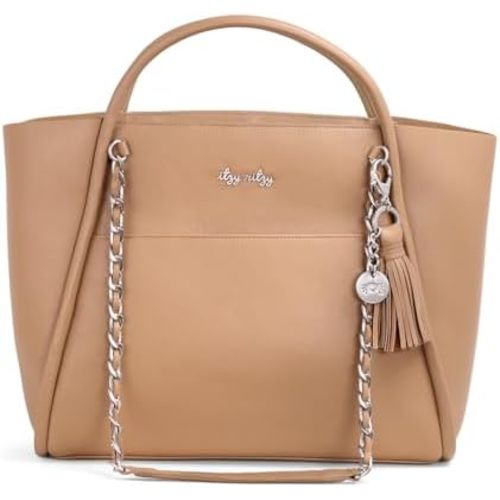 Itzy Ritzy Boss Tote Diaper Bag – Vegan Leather Tote with Stroller Straps, Changing Pad, Shoulder Straps & Tassel