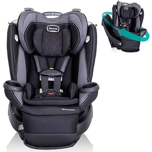 Evenflo Revolve360 Extend Convertible Car Seat with 360 Degree Rotation, Extended Rear-Facing, Forward-Facing, Booster Mode, and Secure Latch Install, Revere Gray