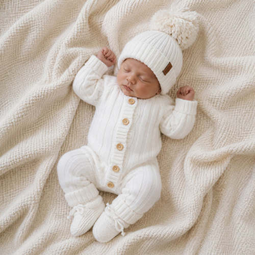 Milo Cotton Knit Jumpsuit 3pc SET | Milk WHITE – Olive and Cradle