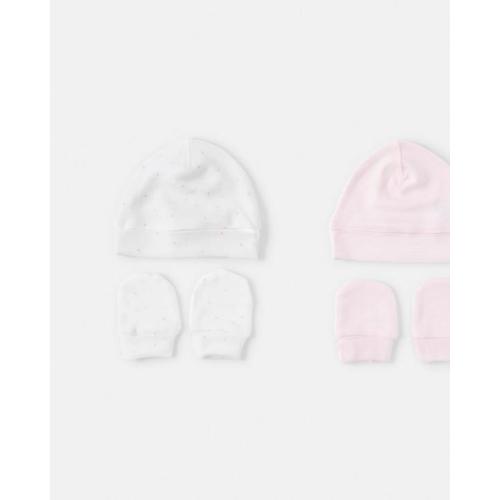2 Pack Newborn Hat and Mittens Set