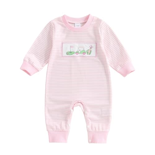 mlpeerw Baby Boy Girl Fall Winter Clothes Newborn Golf Embroidery Romper Long Sleeve Jumpsuit Cute Infant One-piece Outfit