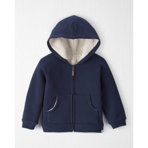 Toddler Boy Sherpa Waffle Knit Hooded Jacket Made with Organic Cotton - Little Planet | Carter's