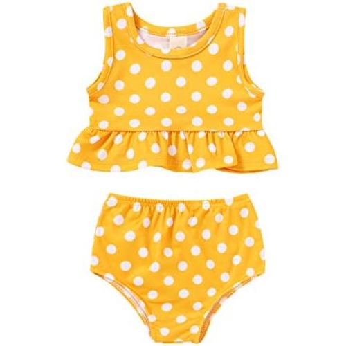 YOUNGER TREE Toddler Baby Girls Summer Swimsuit Sleeveless Striped Swimwear Two-Piece Suit Beach Bikini