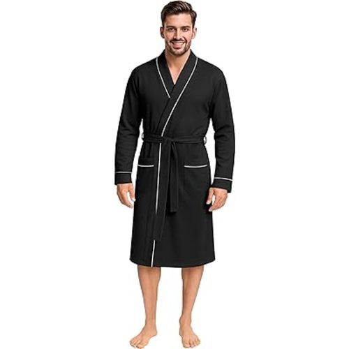 NY Threads Men's Robe Cotton Blend Knit Bathrobe