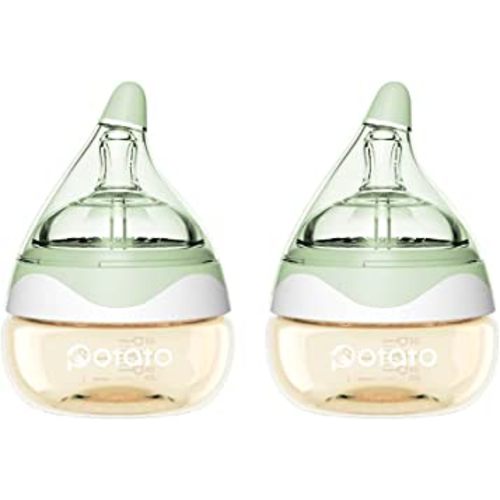 Breast Milk Baby Bottles for Newborn Baby PPSU Anti Colic Infant Bottles Wide Neck Breast-Like Nipple Slow Flow Breastfeeding Toddler Bottles-2pack (2.5oz/pc, Green)