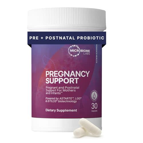 Microbiome Labs Pregnancy Support - Prenatal & Postpartum Probiotics for Women - Probiotic Supplements to Support Gut Health & A Balanced Vaginal Microbiome Through Breastfeeding (30 Capsules)
