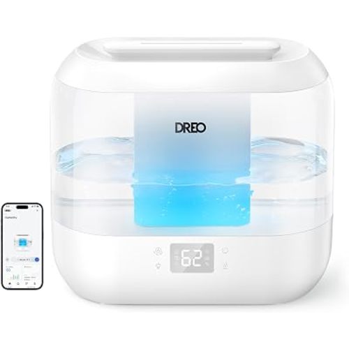 DREO Smart Humidifiers for Bedroom, 4L Cool Mist Humidifier, White
