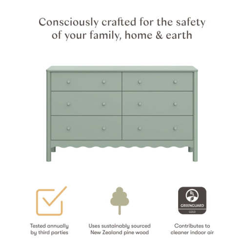 Swell 6-Drawer Wide Assembled Dresser (56") in Light Sage | Over The Moon