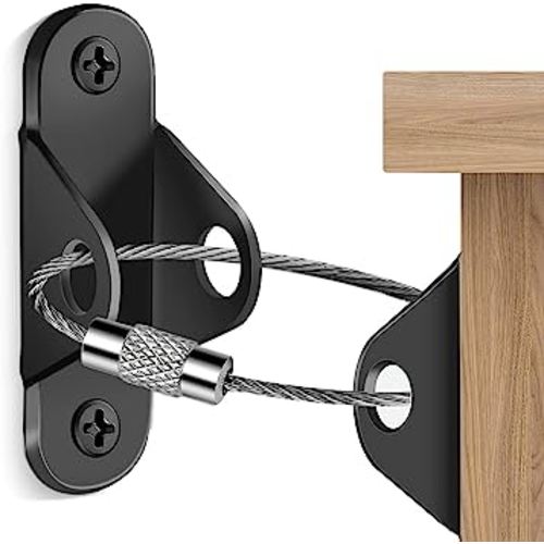 Furniture Anchors (10 Packs) Anti Tip Furniture Anchors for Baby Proofing, Furniture Wall Anchor Earthquake Straps for Furniture Dresser Wall Safety Anchor Furniture Fasteners to Wall, Black