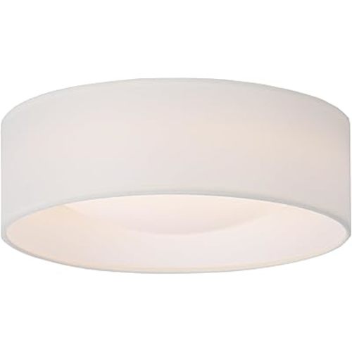 13" White Fabric Flush Mount Ceiling Light