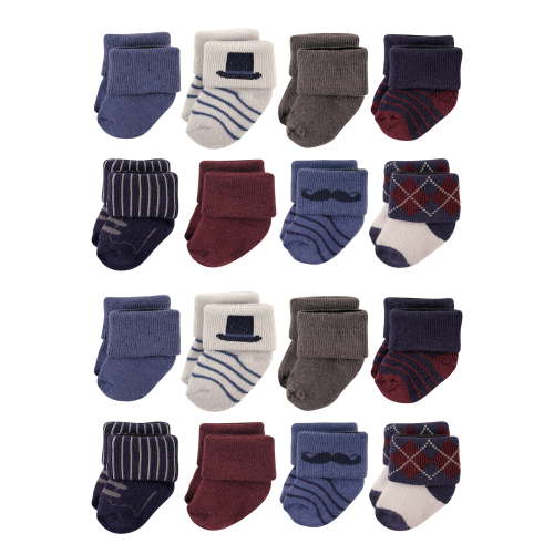 Hudson Baby Cotton Rich Baby Terry Socks 16-Pack, Gentleman, 0-6 Months