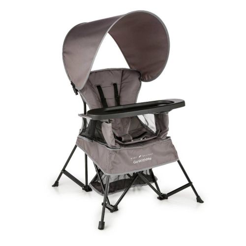 Baby Delight Go With Me Venture Portable Chair - Gray: 5-Point Harness, Folding & Travel Bag, Solid Pattern for Babies
