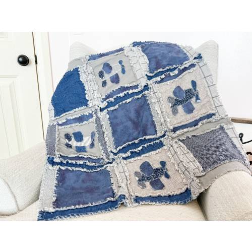 Airplane Quilt Baby Rag Quilt, Boy Crib Bedding, Baby Shower Git