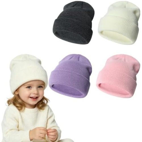 Urban Virgin Toddler Winter Hat Baby Beanie Kids Beanies Boys Hats Knit Winter Caps Soft Infant Girls 4 Packs