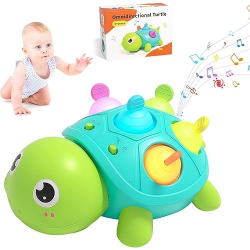 Baby Toys 0 to 18 Months, Crawling Infant Toys Musical Turtle, Pressed and Bitten, Learning Crawling Early Learning Educational Toy with Light & Sound, Learning Crawling Birthday Gifts