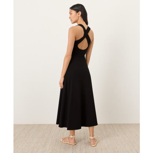 Black Medium Women’s Fit & Flare Open Back Maxi Dress made with Organic Cotton | Pact