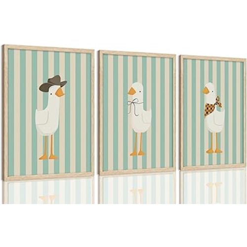 Framed 3 Piece Wall Art Cowboy Goose Animal Canvas prints Art