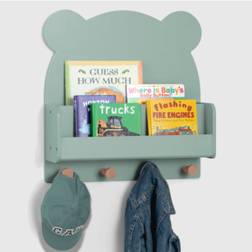 babyGap Brannan Bear Wall Shelf with 4 Hooks - Sage Green