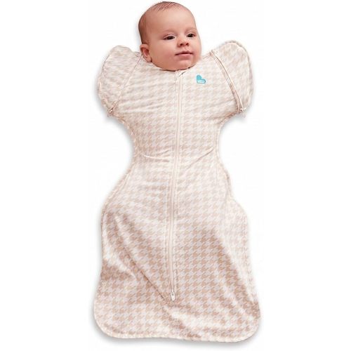 Love to Dream Swaddle UP, Sleep Sack 0-3 months, Self-Soothing, Improves Sleep, Snug Fit Helps Calm Startle Reflex, Baby Essentials must haves Newborn, 1.0 TOG, 13-19 lbs, Tan Houndstooth