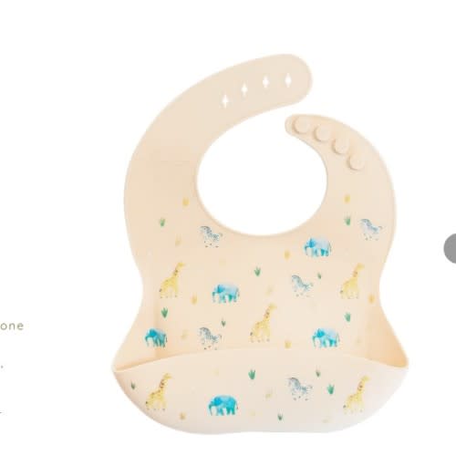 Silicone Bib Safari Warm Cream – Austin Baby Collection