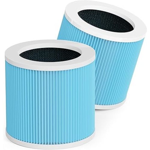 DH-JHD07 Air Filter Replacement 4-in-1 True HEPA Filter for Harmful Particulate, Dust, Hair, Dander, Odor - Standard Version (Blue), 2 Pack