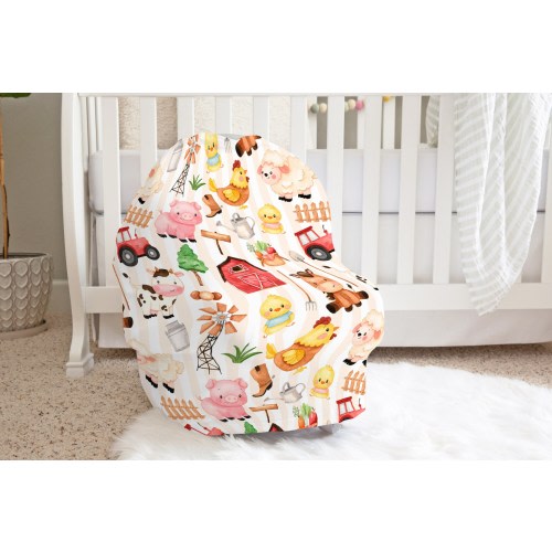 Farm car seat cover, neutral carseat cover, Nursing Cover up, Breast feeding cover, Multi use baby cover, Farm baby gifts - MoF