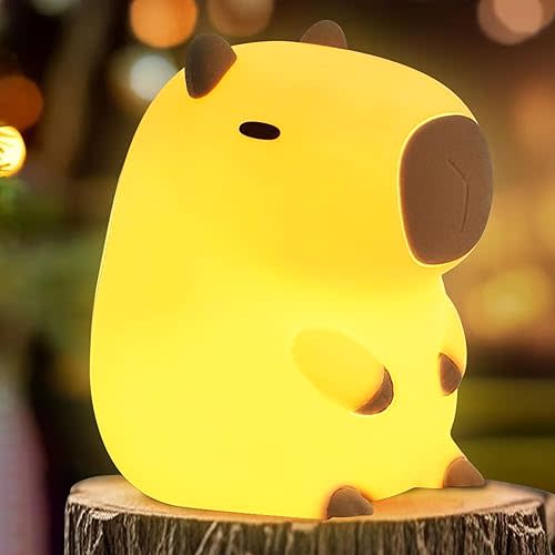 Cute Capybara Night Light, LED Squishy Novelty Animal Night Lamp,2 Levels Dimmable/Timer Nursery Nightlight for Kids, Rechargeable Touch Bedside Lamp, Bedroom/Dorm Decor, Baby Boys Girls Gifts