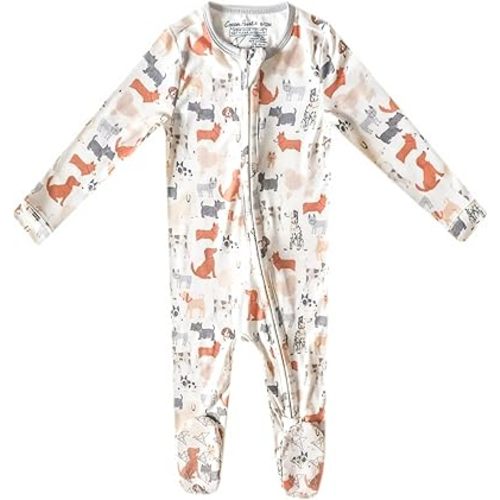 Rufus Copper Pearl Zip-Up Footie Baby Pajamas: Ultra-Soft Boys & Girls Pajamas, Premium Knit Fabric in Stylish Prints, Tag-Free with Two-Way Zipper, Newborn to 24 Months