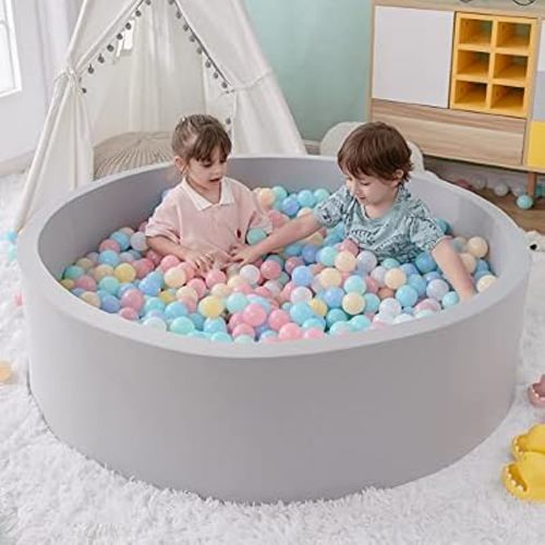 SHJADE Foam Ball Pit, 47.2"x 13.8" Large Ball Pits for Toddlers-Grey