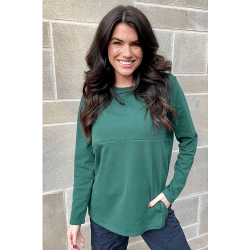 Long Sleeve Nursing Tunic Top - Pine Green – Nursing Queen