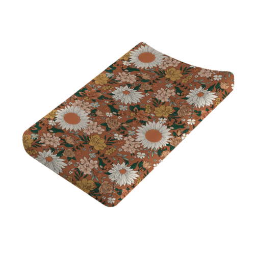 Baby Wildflower Meadows Changing Pad Covers for Boy Girl 32''x 16'' Retro Boho Floral Leaves Fitted Changing Pad Sheets Soft Diaper Changing Table Mat