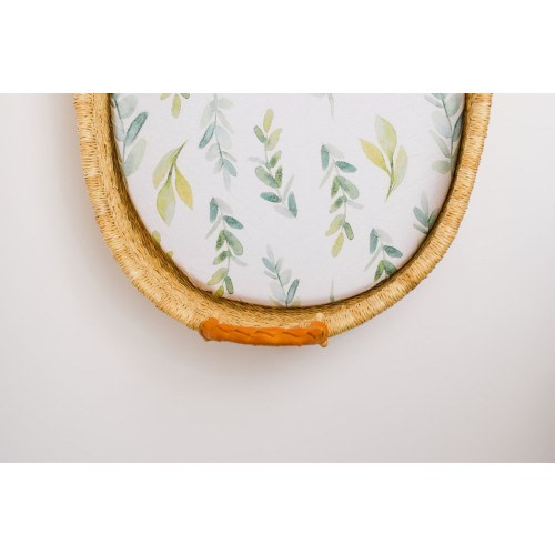 Watercolor Leafy Greens Fitted OEKO-TEX Cotton Changing Pad Cover Contour Diaper Changing Sheet Greenery Eucalyptus Pattern Baby Boy Girl