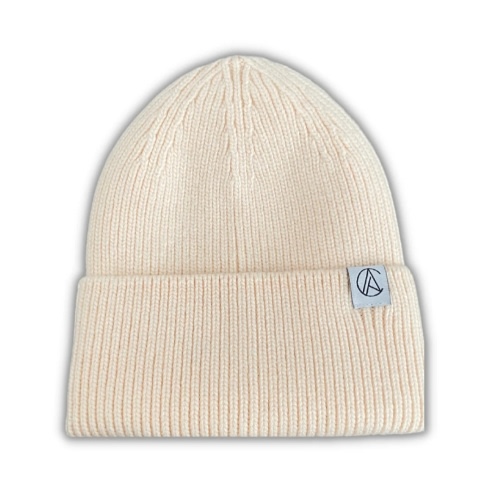 Satin-Lined Flat Knit Beanie-Ivory