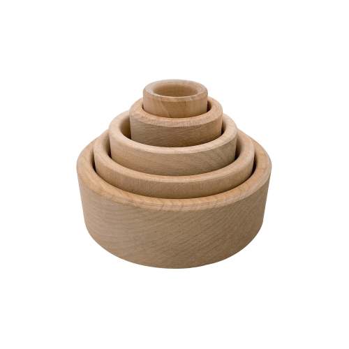 **Pre-order (Ships in 2-3 Weeks)**5 Pcs Natural Wooden Stacking & Nesting Cup Bowl Set