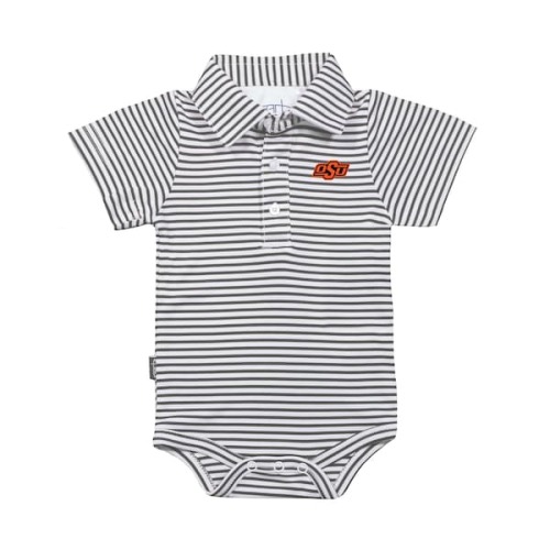Oklahoma State Cowboys Garb Infant Carson Polo Bodysuit - Charcoal/White