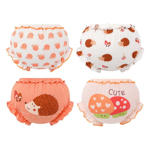 Povozer Baby Bloomers for Toddler Girls Newborn Diaper Covers for Girls Cute Cotton Baby Girl Shorts(Orange,2-3 Years)