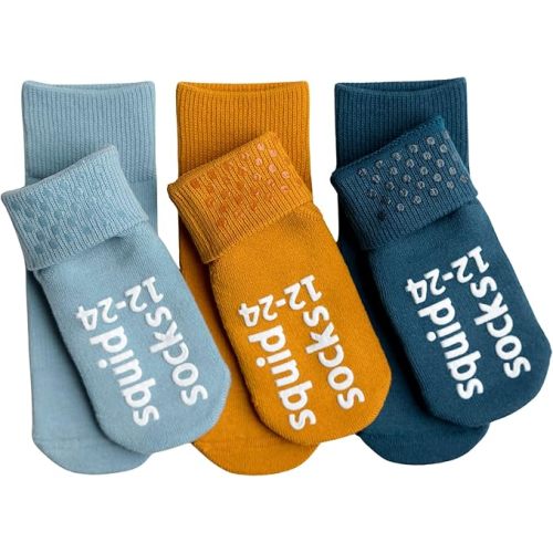squid socks Unisex Cotton Socks | 0-6M, 6-12M, 12-24M, & 2T-3T | Grip Socks that Stay On | As Seen on Shark Tank