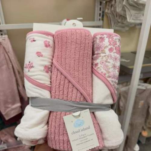 Baby 3pk hooded Bath Towel - Cloud Island™ Pink