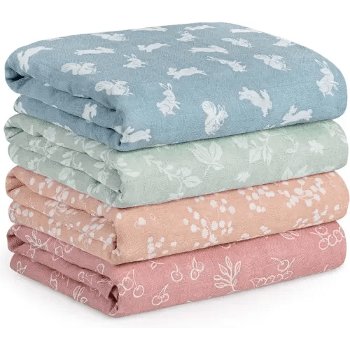 Muslin Swaddle Blankets for Newborn, Cotton Receiving Blanket