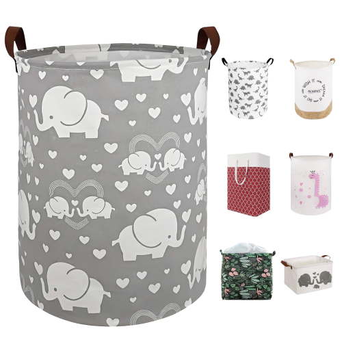 Laundry Hamper, Collapsible Laundry Basket Dorm, Baby Laundry Basket, Large Laundry Hamper Waterproof with Leather Handle for Dirty Clothes, Kids Toys, Bedroom, Bathroom