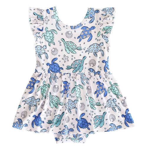 Sleeveless Twirl Bodysuit | Sea Turtle Splash