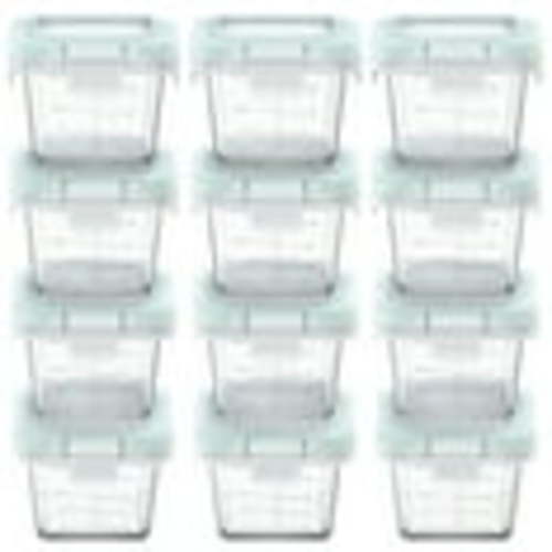 Glass Baby Food Storage Containers, 12 Pack 5oz Small Glass Jars with Graduated Scale, Baby Food Storage Jars with Snap Locking Lids, Food Containers Friendly in Microwave, Oven, Freezer, Dishwasher